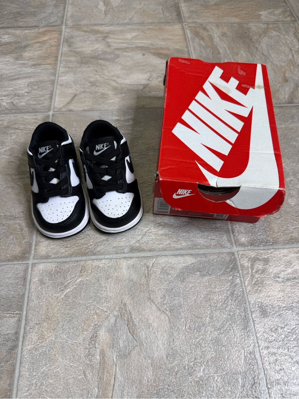 Nike Dunk Low Panda TD Shoe Size 4c White CW1589-100 Preowned